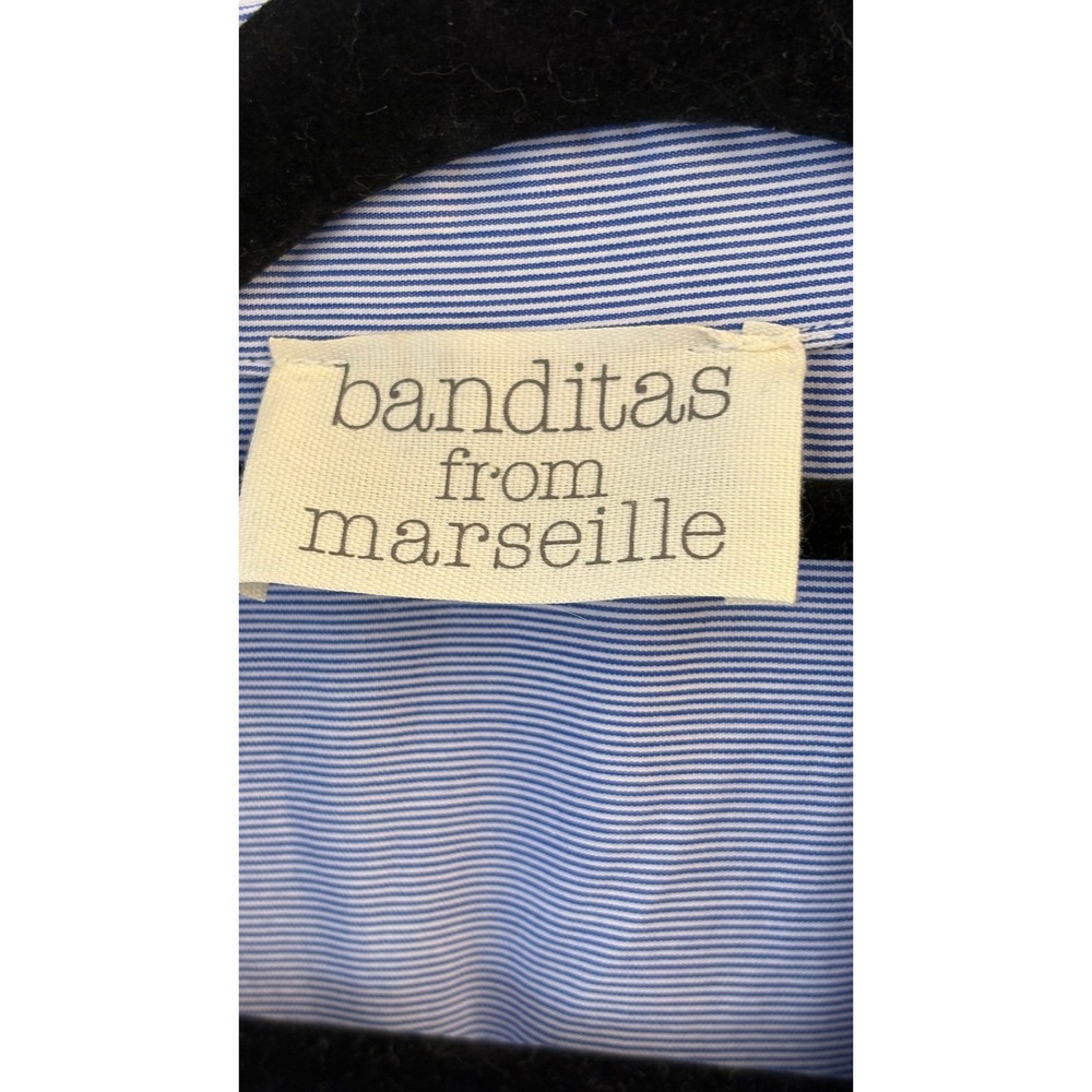 Banditas from Marseille Shirt Dress Maxi OS Blue Smocked Pinstripe OVERSIZED - Picture 5 of 11